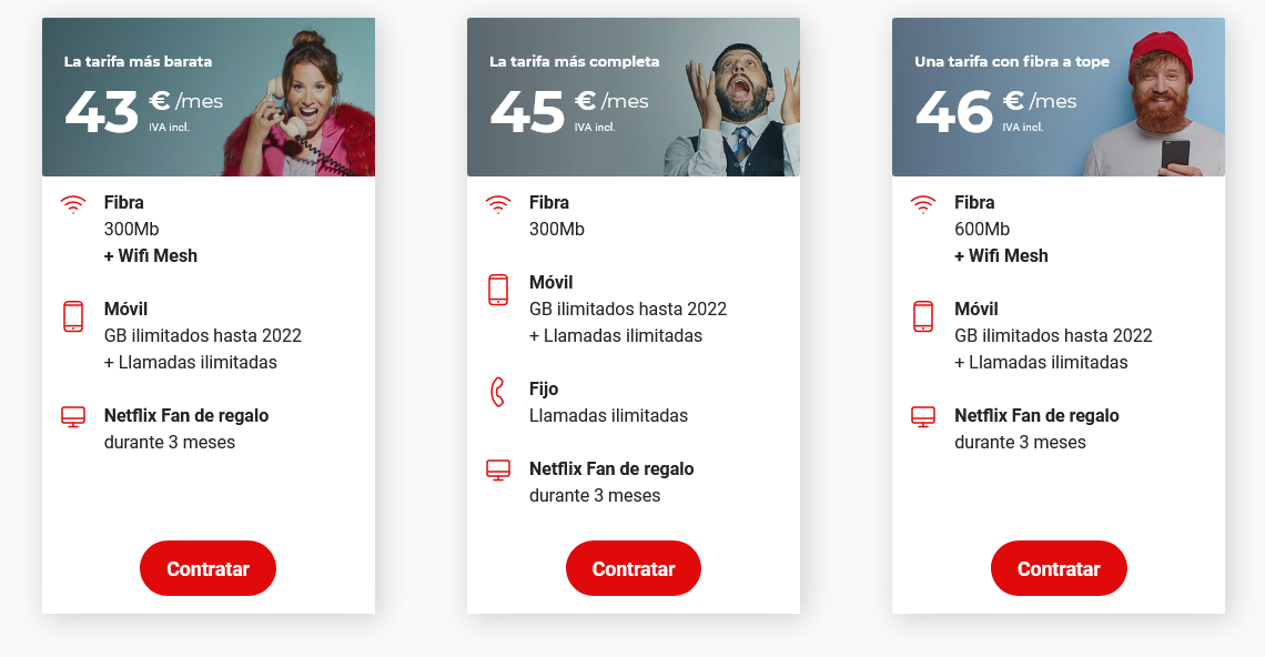 tarifas fibra + movil virgin telco